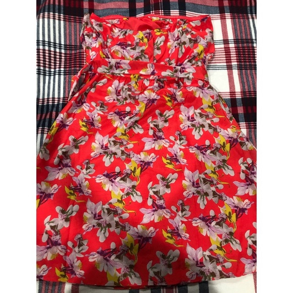 Express strapless Coral floral dress Sz 4 - Picture 4 of 4